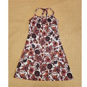 Prana Floral Midi Dress Lightweight Boho Retro Strappy Racerback W's Size M